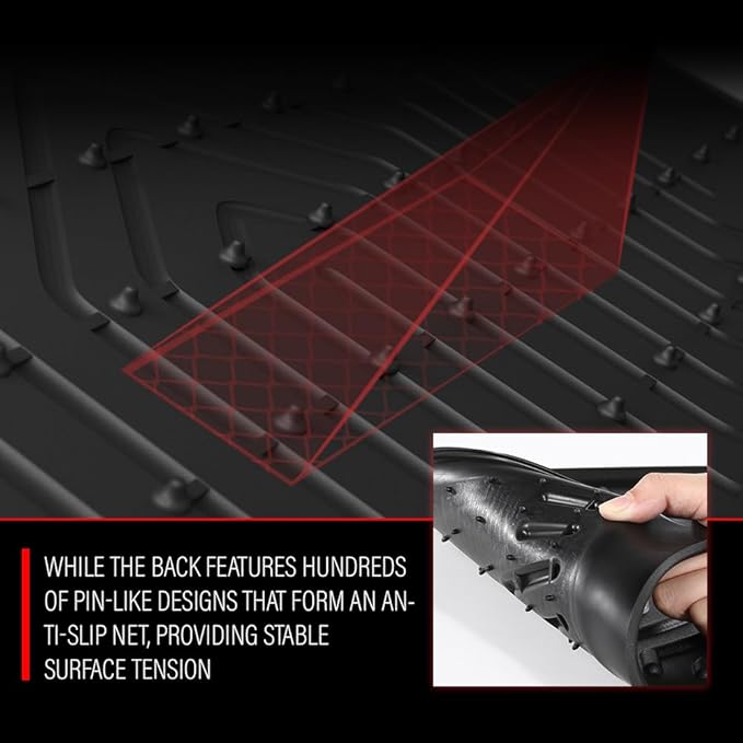 ANDPLAY TPE Floor Mats Liners Compatible with Chevy Silverado/GMC Sierra 1500 2500HD 3500HD Crew Cab 2014 2015 2016 2017 2018 2019 All Weather Protection Black Floor Liners alfombras para carro