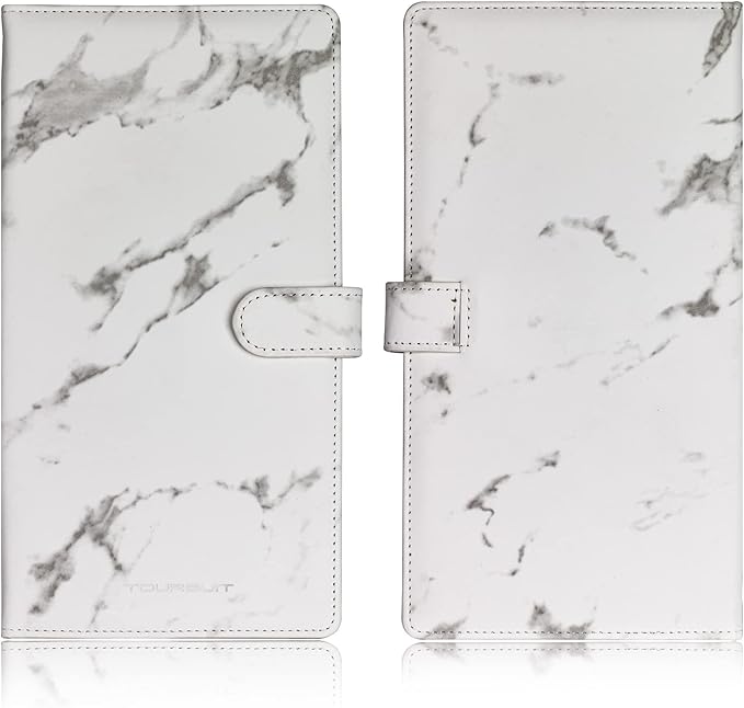 TOURSUIT Car Registration and Insurance Card Holder, Vehicle License Document Glove Box Compartment Organizer, Interior Car Accessories for Women Men Teens (Marble Grey)