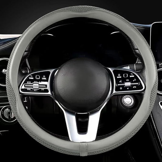 38cm Car Steering Wheel Cover, Universal 15 inch, Microfiber Breathable Ice Silk, Anti-Slip, Odorless, Easy Carry