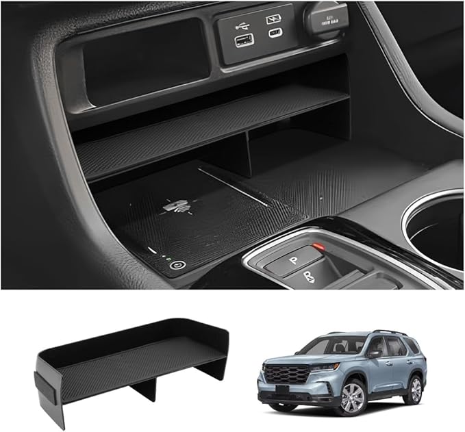 LUWU 2026 Passport Center Console Organizer Compatible with 2023 2024 2025 Pilot & 2026 Passport Interior Accessories Armrest Storage Box Tray Organizer Insert Tray 2025 Pilot Accessories Black