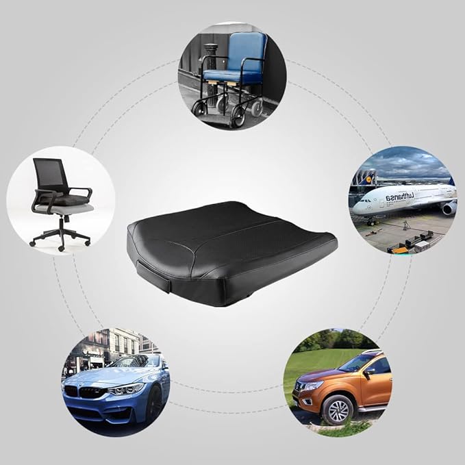 Leather Car Memory Foam Heightening Seat Cushion for Short People Driving, Hip(Coccyx/Tailbone) and Lower Back Pain Relief Butt Pillows, Adult Booster Seat for Car,Truck,SUV, Office Chair.
