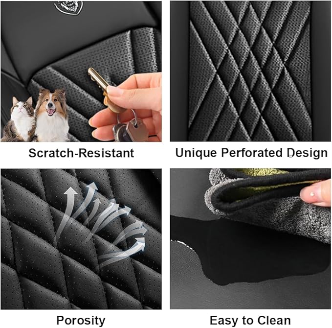 Seat Covers Fit for Toyota Corolla 2015-2026 Leather Car Seat Cover, Stylish Waterproof Breathable Easy to Install Airbag Compatibility, Auto Interior Accessories(Front Set with Pillow,Black)