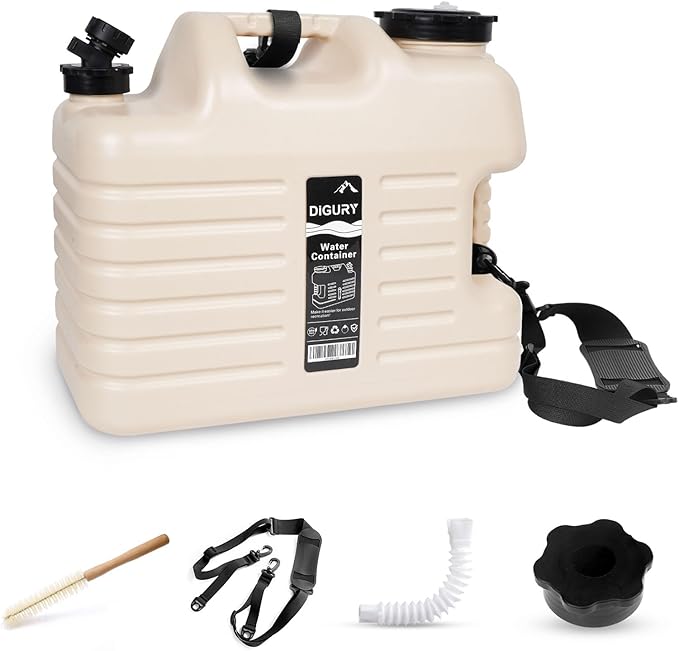 5 Gallon Water Jug, Camping Water Container BPA Free Water Storage with Spigot No Leakage Portable Emergency Water Tank for Outdoor Hiking Camping Picnic Supplies Beige