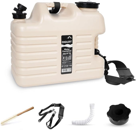 5 Gallon Water Jug, Camping Water Container BPA Free Water Storage with Spigot No Leakage Portable Emergency Water Tank for Outdoor Hiking Camping Picnic Supplies Beige