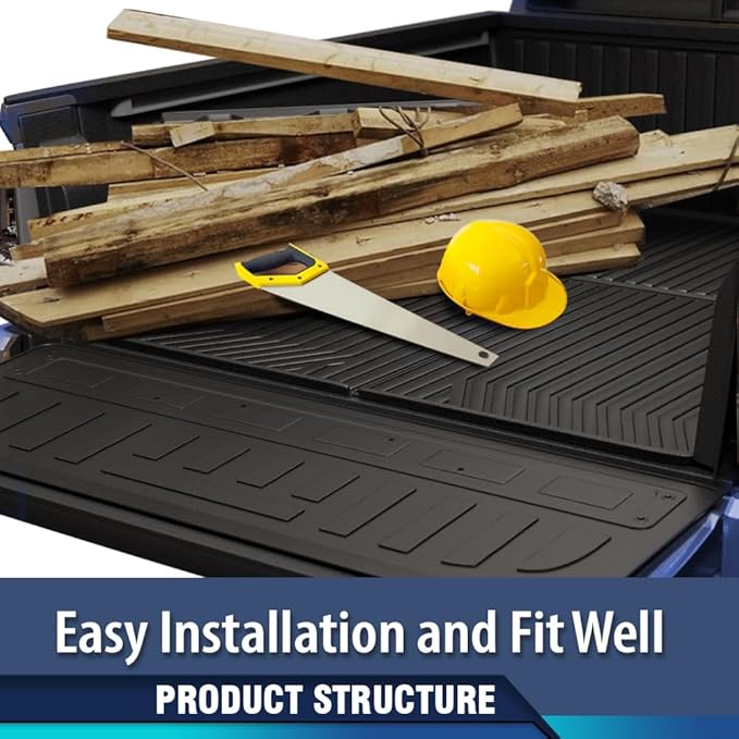 PIT66 TPE Floor Mats Fit Ford F150 2021-2025 Only Fit 6.5FT Long Truck Accessories Cargo Liners All Weather Protection 2Pcs Alfombrillas Y Revestimiento para Maletero Black