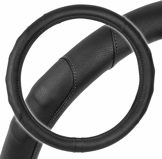 Motor Trend Ergonomic Grip Steering Wheel Cover/Protector for Small Size Steering Wheels in Cars, SUVs, Boats (13.5-14.5") (Grip Drive Pro Comfort Grip (Black/Black Stitching))