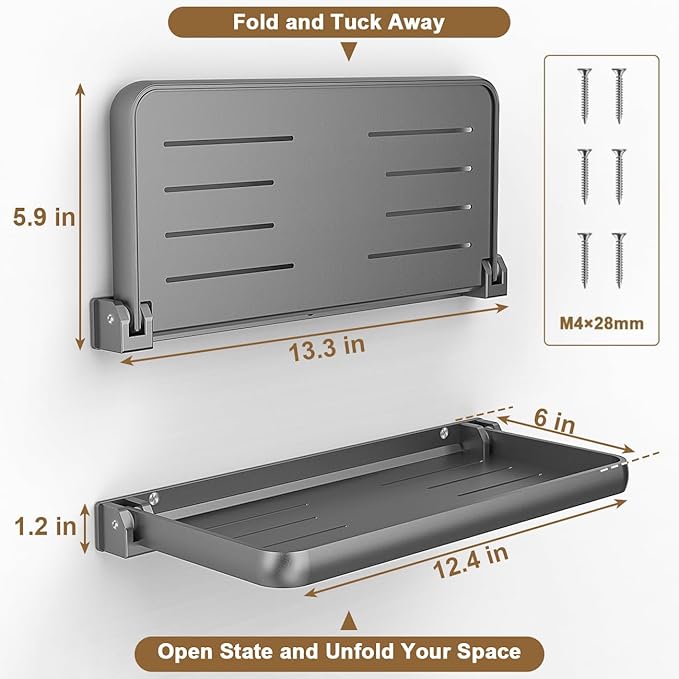 Safoner RV Aluminum Fold-Down Wall Shelf - The Essential Camper Accessory for Interior Organization | Space-Efficient Versatile Floating Storage- 2 Packs