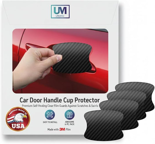 3M-4 Pack Door, Paint Protection Film, Car Door Handle Cup, Scotch Guard, PPF Precut, Universal Fit Cars, PPF, Door Protector, Upromax Clear Self-Healing Anti Scratch Guard (Carbon Fiber/4 Pcs)
