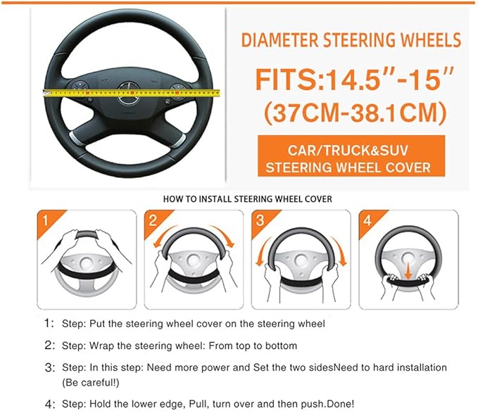 Green and White Checkered Fuzzy Steering Wheel Cover for Women, Universal Auto Steering Wheel 14-15 Inch Soft Warm Car Interior Accessories with 2PCS Car Coasters, Suitable for Men and Women