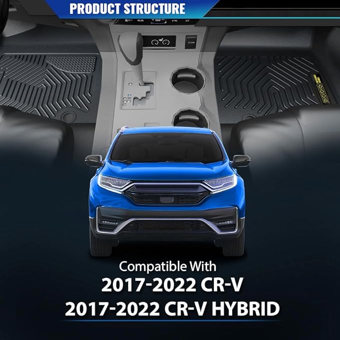DOTCOM TPE Floor Mats Compatible with Honda CR-V 2017-2022/CR-V Hybrid 2017-2022 Floor Liners, All Weather Protection 1st & 2nd Row Truck Mats Cargo Liner Accessories,alfombras para carro 3PCS