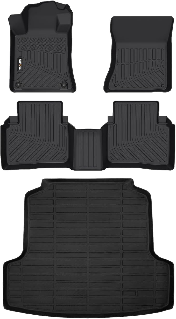AIPOIL® Floor Mats & Cargo Liner Set for 2019-2024 2025 Nissan Altima All Weather Protection TPE Anti-Slip Automotive Full Set Custom Car Mats Accessories - Black