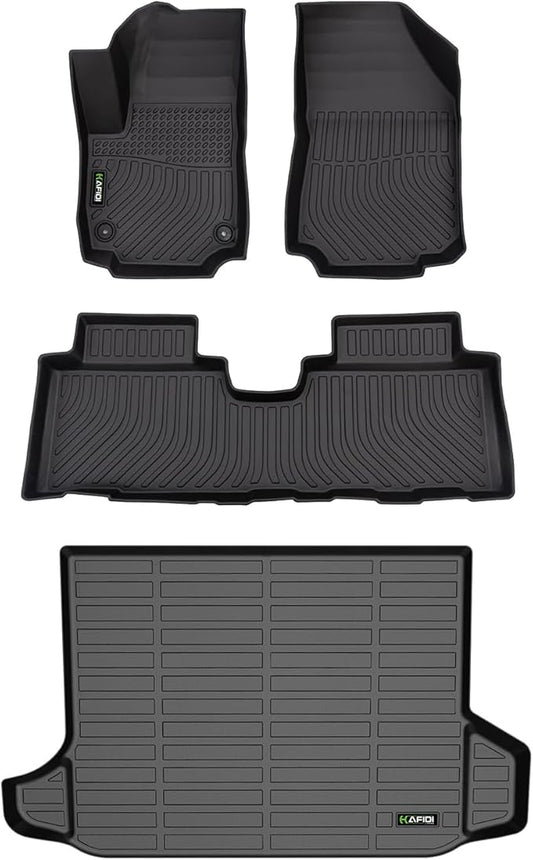 Automotive Floor Mats & Cargo Liner for GMC Terrain 2018-2024 & Chevrolet Equinox 2018-2024(Not for EV) All Weather Protection Full Set- Black