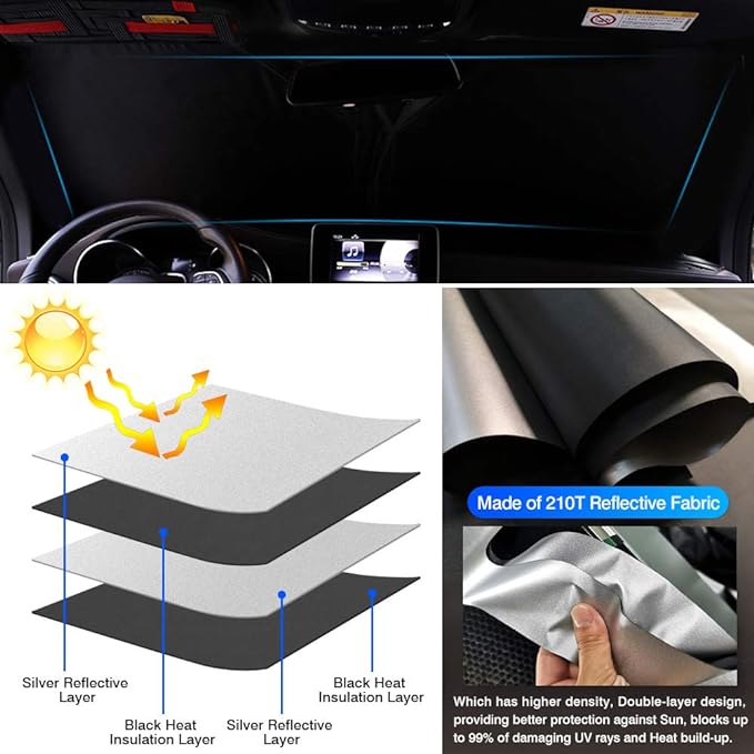 KUST Windshield Sun Shade for Toyota RAV4 2013 2014 2015 2016 2017 2018 Window Accessories Shade Sun Protector Foldable Block UV Rays Keep Car Cooler