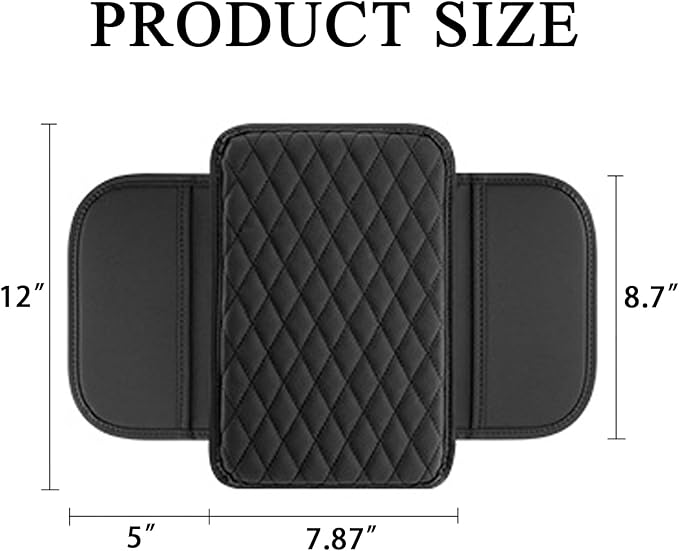 Upgraded Car Center Console Cover, Leather Armrest Cushion Pad with 2 Storage Bags, Microfiber Soft Waterproof Seat Box Cover Protector, Cars Interior Decor Accessories Fit for Most Vehicles