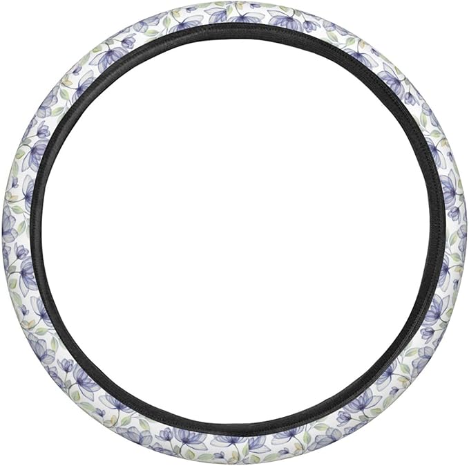 Dujiea Flowers Floral Elastic Stretch Steering Wheel Cover, Anti-Slip and Durable Car Steering Wheel Accessories for Women Men, 15 Inch Universal Fit Car, Truck, SUV