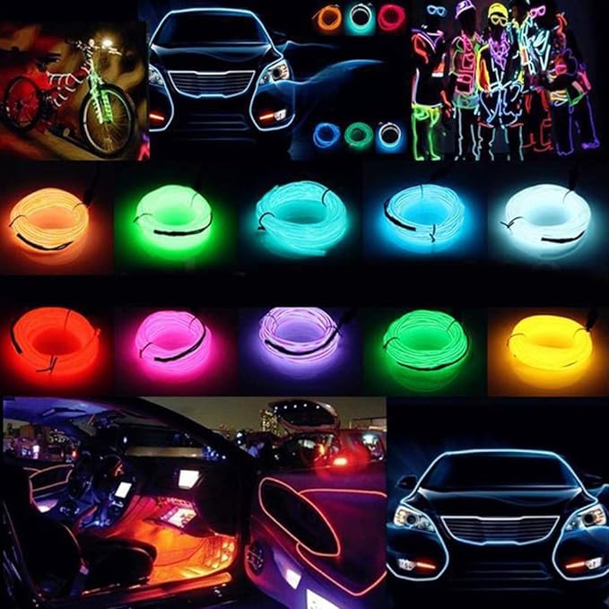 ABALDI El Wire Neon Light, Car Interior LED Lights for Xmas Halloween Christmas Car Interior Decoration(3m/9ft, Purple)