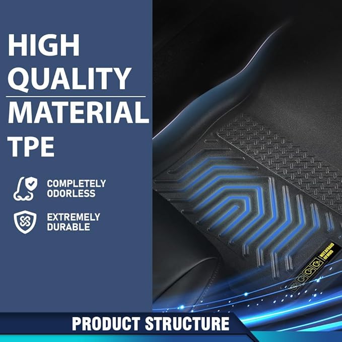 PIT66 Floor Mats Cargo Liners Compatible with Ford Escape 2013-2019, Fit Ford C-Max 2013-2018 (Heavy Duty) 3-Piece Premium All Weather Automotive TPE Liners