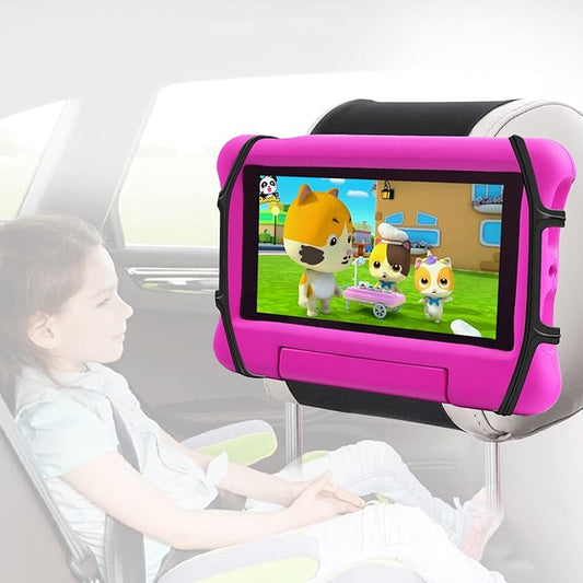 Car Tablet Holder,Car Headrest Mount Holder for Car Back Seat with Silicone Holding Net and Anti-Slip Strap,Angle-Adjustable Fits All 7-12.9" Tablets