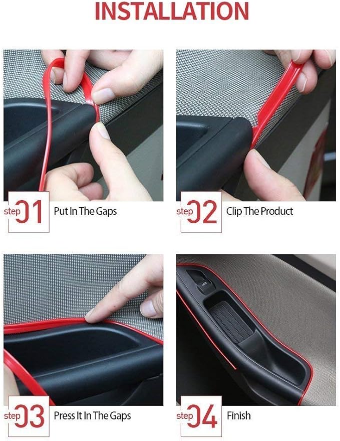 ABALDI Car Lights Interior El Wire Car kit Cold Interior Trim Bright Light for Car Interior Decoration(5m/16ft,Red)