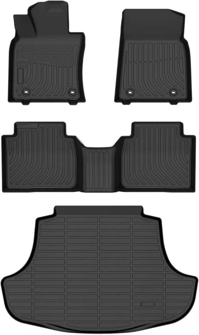 Floor Mats & Cargo Liner for Lexus ES(ES350/ES300h) 2019-2024 & 2025 Lexus ES Hybrid, All Weather Automotive TPE Floor Liners Set Anti-Slip Waterproof Accessories (Car Mats+Trunk Mat) Black