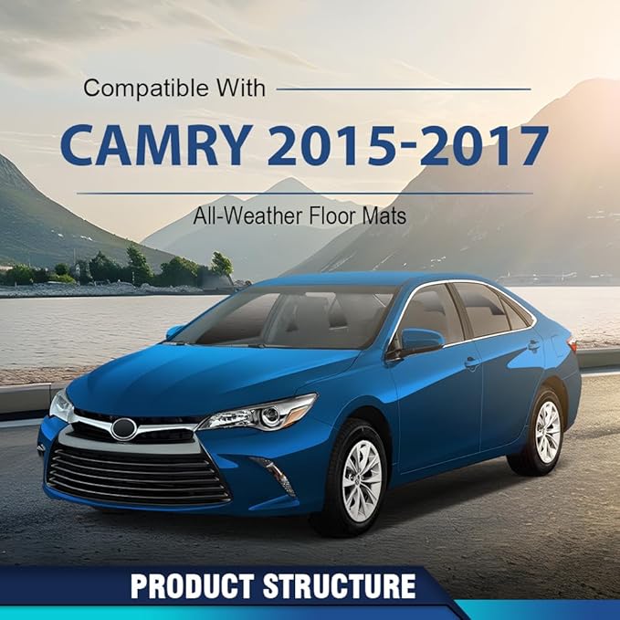 DOTCOM TPE Floor Mats Fit Toyota Camry 2015 2016 2017 Floor Liners, All Weather Custom Fit Full Cover Protection 1st & 2nd Row Floor Liners Cargo Liner Accessories,alfombras para carro 3PCS