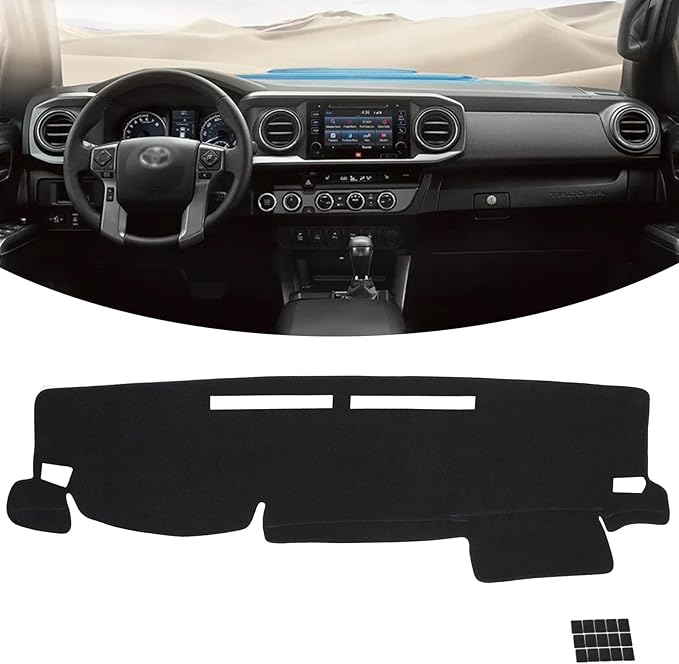 KEYOOG Dashboard Cover Dash Mat Fit for to-yota Tacoma 2023-2016 (Without HUD Models),Car Dash Board Mat Anti-Glare Carpet,Non-Slip Pad Sunshield Protector (Black)