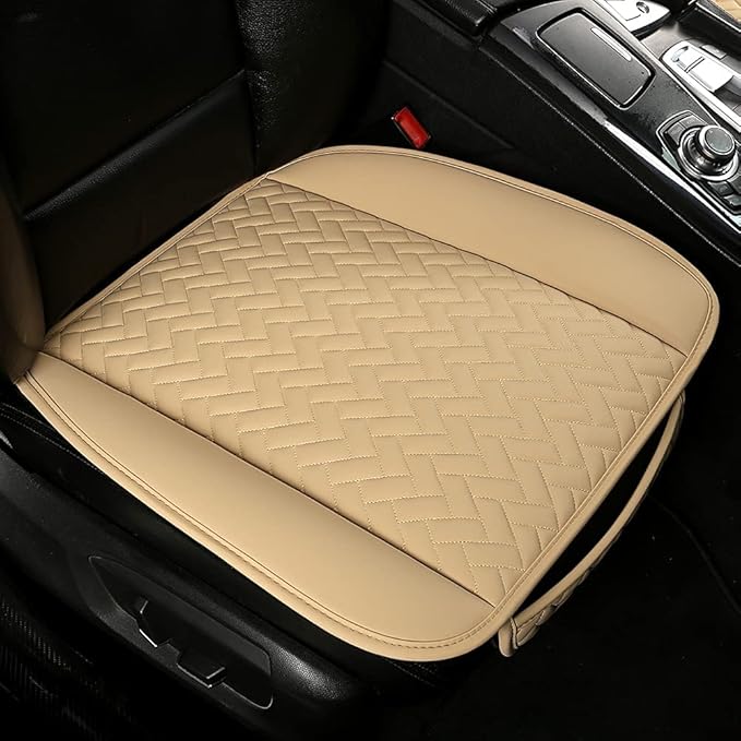 West Llama Full Set Car Seat Covers for Front and Rear Bottom Seats Only, Luxury PU Leather Car Seat Pads Protectors Waterproof and Wear-Resistant,Beige