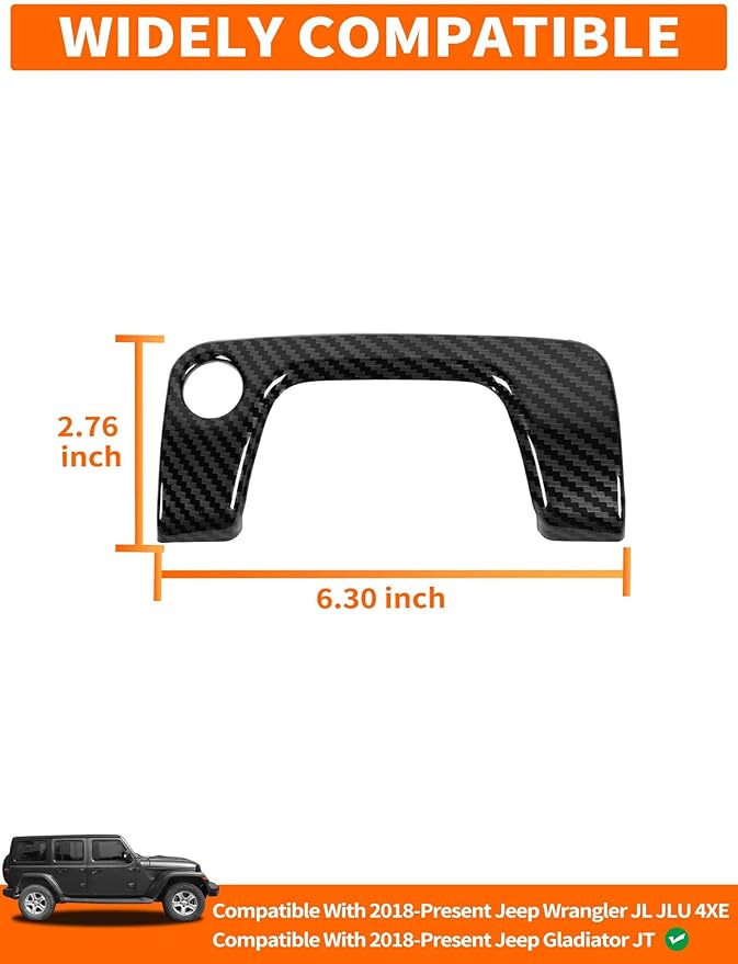 Savadicar Carbon Fiber Interior Accessories - Armrest Switch Bezel Trim Cover for 2018-Present Jeep Wrangler JL JLU 4XE & Gladiator JT - Premium Texture Interior Decor Upgrade Option, 1-Piece