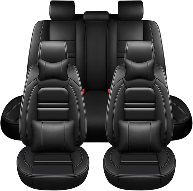 Seat Covers for Dodge Grand Caravan 1999-2020 | 5-Seats Seat Covers, Waterproof Seat Protectors, Automotive Seat Covers (Full Set with Pillow,Black)