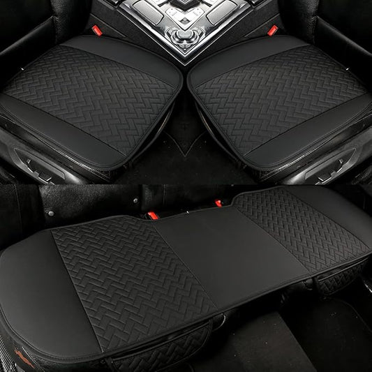 West Llama Full Set Car Seat Covers for Front and Rear Bottom Seats Only, Luxury PU Leather Car Seat Pads Protectors Waterproof and Wear-Resistant,Black