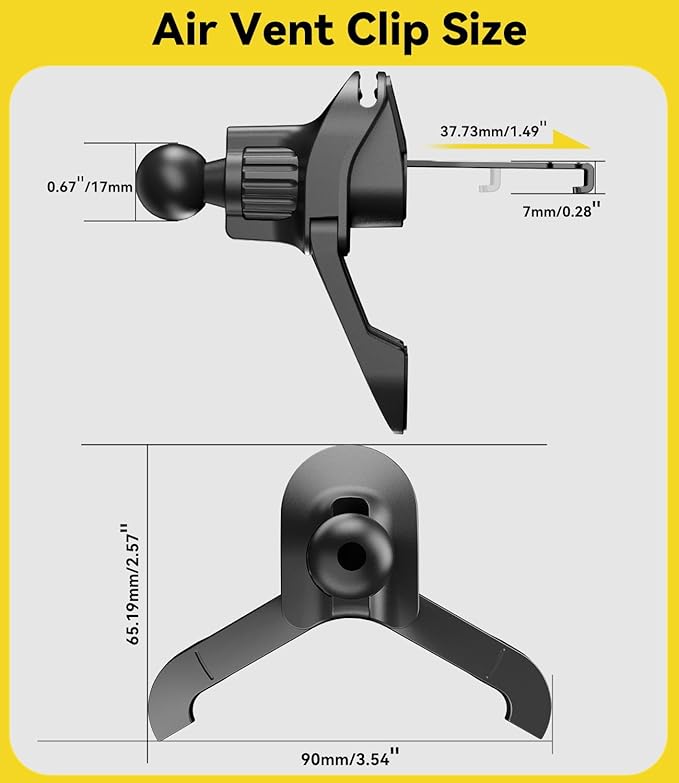 Air Vent Clip for Car Mount with [ Diameter 0.67 in (17 mm)] Joint Ball, Phone Vent Clip for Most Car Phone Holder&Wireless Car Charger, Black
