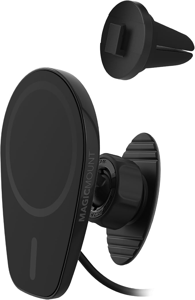 Scosche MPQ6DV-SP Magnetic Phone Holder for Car Dashboard/Vent, 15W Wireless Fast Car Charger Phone Stand, Hands Free Cell Phone Mount Compatible with iPhone 17/16/15/14/13/12 Series & MagSafe Case