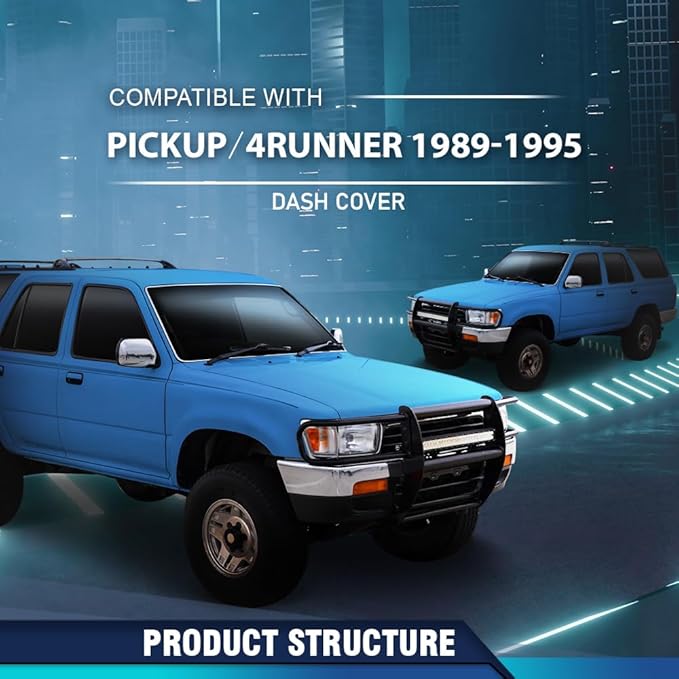 PIT66 Dash Cover Dashboard Bezel Compatible with Toyota 4Runner Pickup 1989 1990 1991 1992 1993 1994 1995 Gray Instrument Panel Replacement