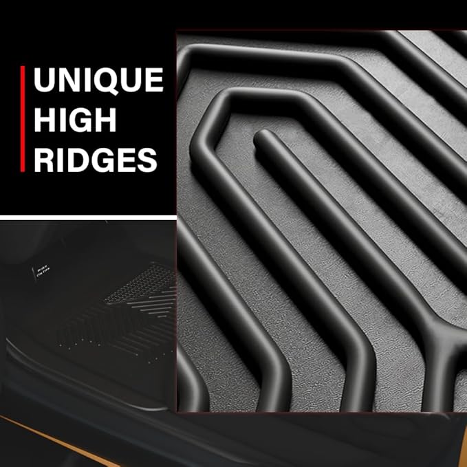 ANDPLAY TPE Floor Mats Liners Compatible with Chevy Silverado/GMC Sierra 1500 2500HD 3500HD Crew Cab 2014 2015 2016 2017 2018 2019 All Weather Protection Black Floor Liners alfombras para carro