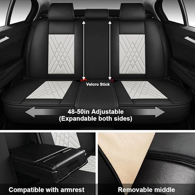 Seat Covers Fit for Subaru Crosstrek 2016-2026 Nappa Leather Waterproof Breathable Car Seat Cover, Easy to Install Airbag Compatibility, Auto Interior Accessories(Full Set, Black White)