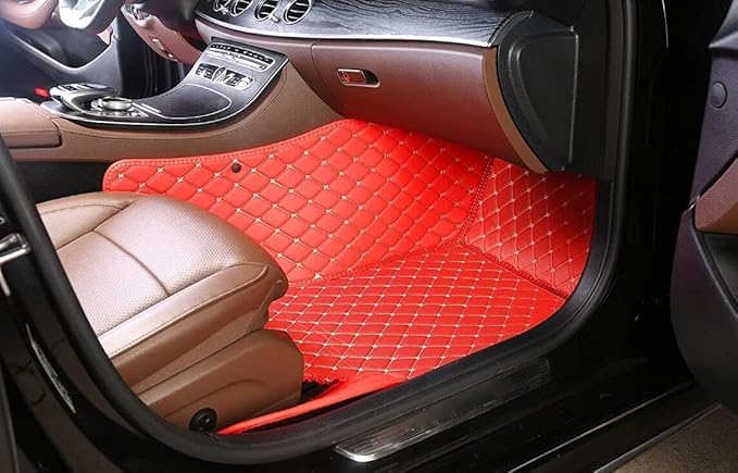 Errva Custom Personalized Floor Mats for Cars，Luxury Full Coverage All Weather Car Floor Mats，Anti-Slip Leather Car Mat Set ，Custom Floor Mats for 98.99% of Cars, Trucks & SUVs (Beige1)