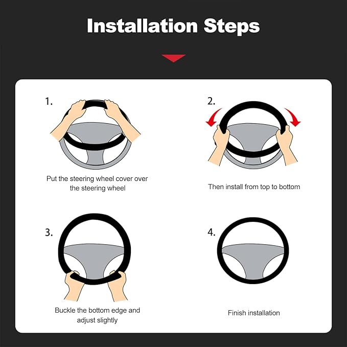 Ergocar Steering Wheel Covers, D-Type Carbon Fiber Leather Steering Wheel Cover Anti-Slip Mesh Lining Suitable for 38cm/15inch Steering Wheel