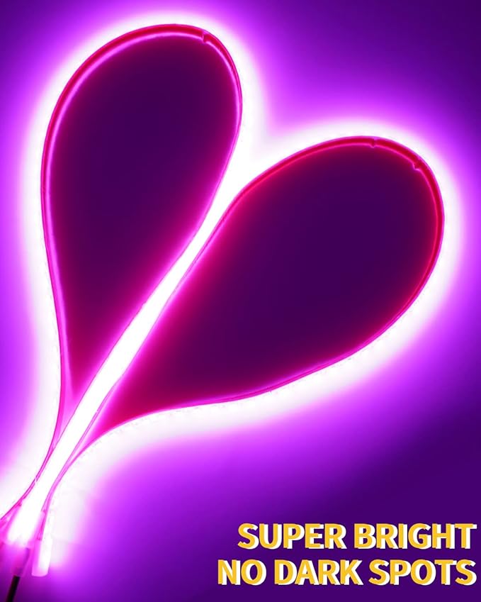 YM E-Bright Car Led Strip Lights Cuttable Underwater Marine Underglow Led Lighting for Boat Motorcycle Trucks Golf Cart Interior Exterior Waterproof IP68 24inch 60CM 72SMD 12v,Pink(Pack of 4)