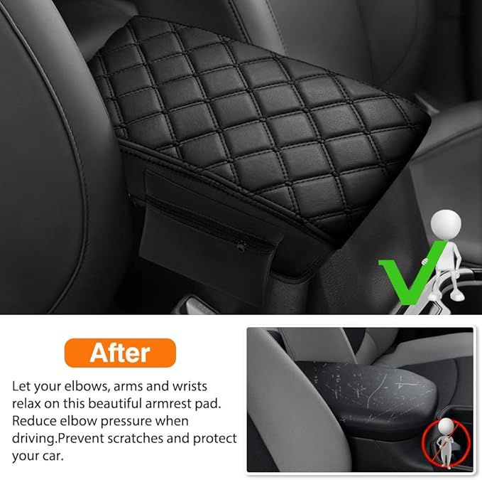 Autorder Center Console Cover for 2011-2019 2020 2021 Jeep Grand Cherokee Accessories Armrest Cover Anti-Scratch Middle Console Pad Leather Armrest Protector