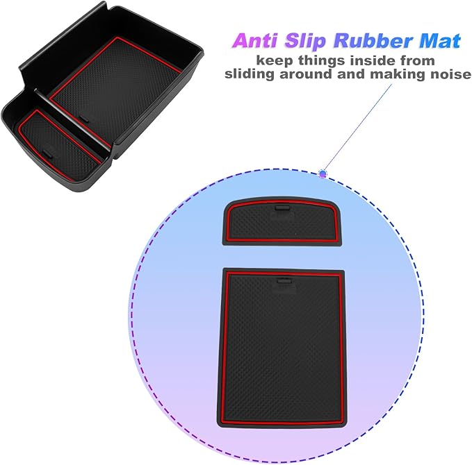 SXCY Fit for 2024 2025 Chevy Trax Center Console Organizer Tray 2024 2025 Chevy Trax Accessories(LS LT 1RS 2RS ACTIV) Armrest Storage Box Console Tray for 2024 2025 Trax Console Organizer Red Mats