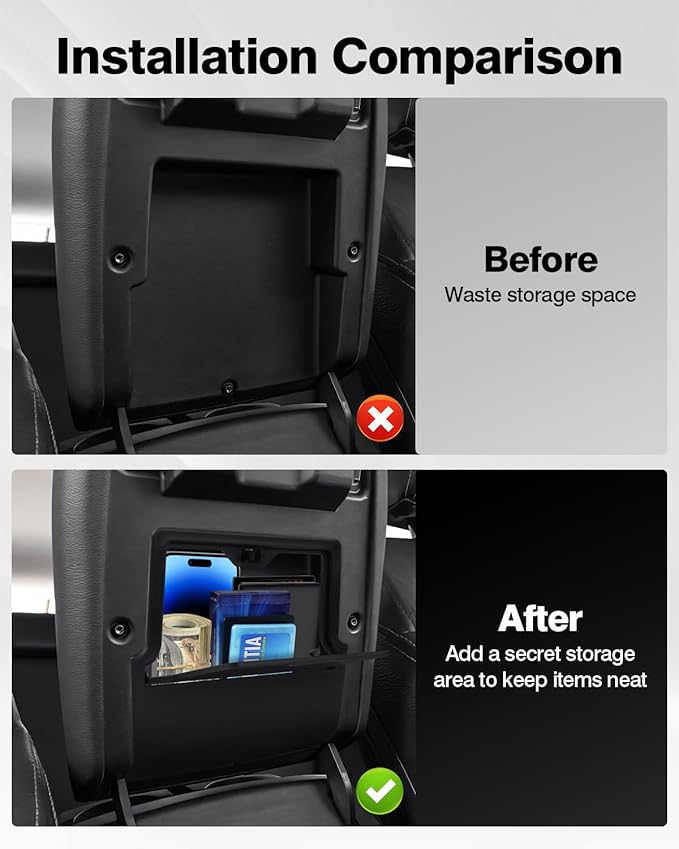 Autorder Armrest Hidden Storage Box for 2023-2025 2026 Chevy Chevrolet Colorado/GMC Canyon Accessories One-Touch Open Center Console Organizer Secret Compartment Hidden Organizer Insert Tray