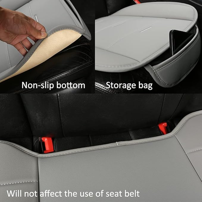 West Llama Bottom Seat Covers, Include 1 Pair Front Seat Protector and 1 Rear Seat Cover, Universal PU Leather Seat Covers for 90% Cars (Gray)