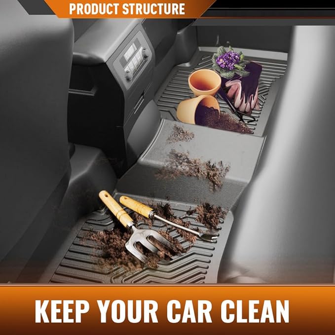 ANDPLAY Floor Mats Liners 3PCS Compatible with Toyota 4Runner 1996 1997 1998 1999 2000 2001 2002 1st & 2nd Row TPE All Weather Protection Gray Floor Liners alfombras para carro