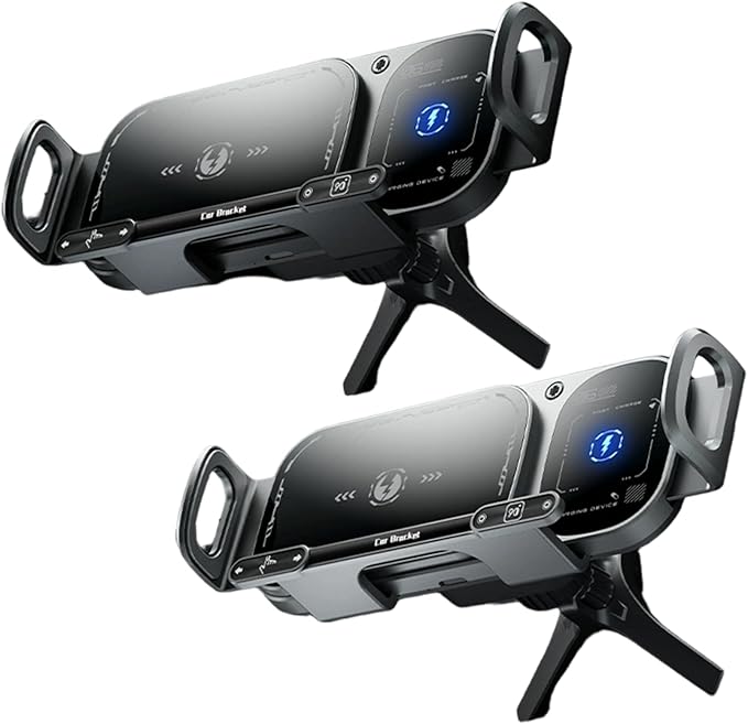 Wireless Charging Rotating Car Mount, Auto Rotating Phone Holder Grey, 15W Fast Charging Phone Car Mount Touch Control Wireless Chargers