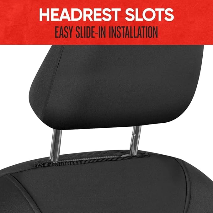 Motor Trend AquaShield Waterproof Front Seat Covers, Black Seat Covers for Cars – Neoprene Front Car Seats Cover, SUV Seat Covers Protector - Car Interior Cover for Auto, Trucks, & Dog Owners