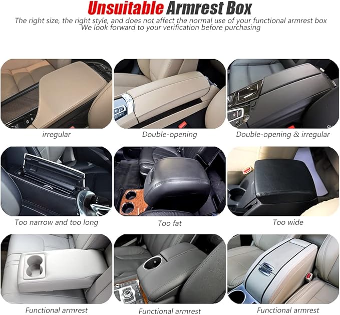 ESKONKE [Upgraded] Car Center Console Cover with 2 Storage Bags - Premium Nappa Leather Armrest Cover, Scratch & Wear Resistant, Waterproof Car Interior Accessories (Classic - Grey)