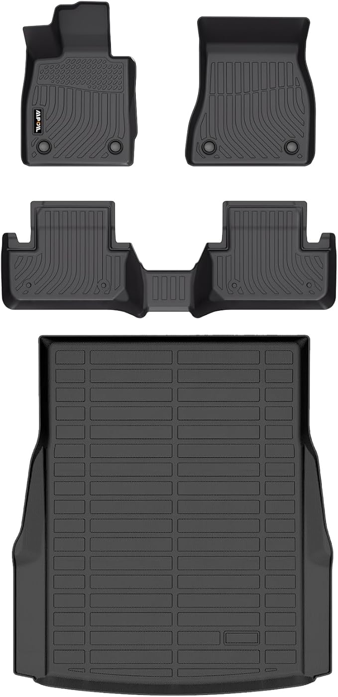 AIPOIL® Floor Mats & Cargo Liner Set for 2024 2025 2026 BMW i5 All Weather Protection TPE Anti-Slip Automotive Full Set Custom Car Mats Accessories - Black