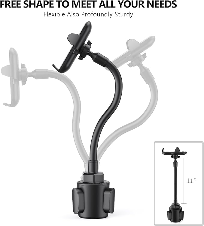 Esoulk [Upgraded Version Cup Phone Holder for Car, Universal Adjustable Long Neck Car Phone Mount Cradle Friendly Compatible with iPhone Samsung Google and All 4.0-7.0 inches Smartphones (Cup Holder)