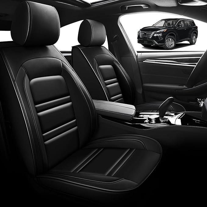 Seat Cover for Nissan Car Rogue 2008-2025 | Car Seat Covers Front Seats, Waterproof Seat Protectors, Automotive Front Seat Covers (Front Seat, Black)