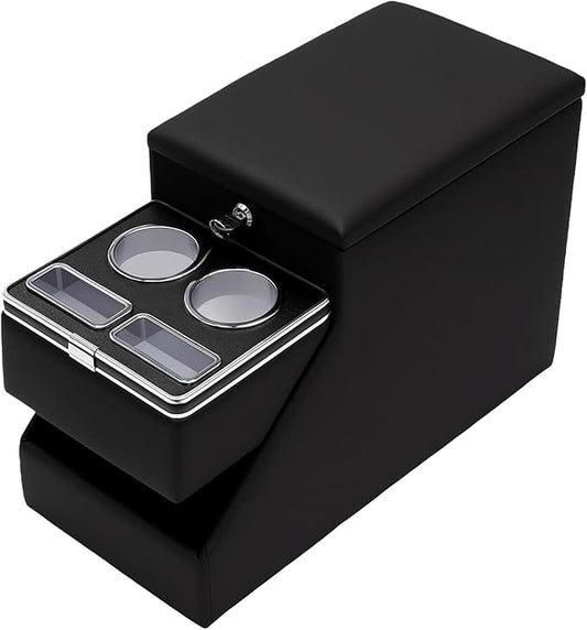 Universal Center Console Between Seat for Minivans, SUVs, Middle Van Console Floor Console Organizer Storage Box (with Locking Design)